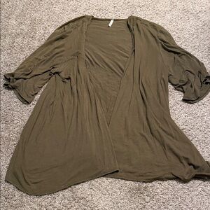 Bellamie Olive Green Open Front Cardigan